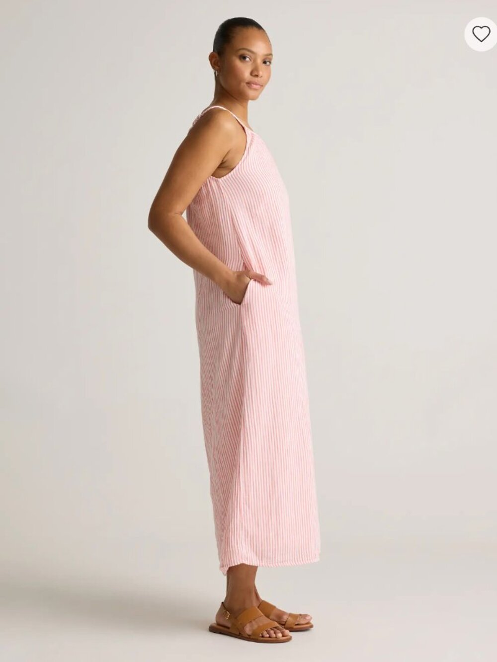 NWT Quince 100% Organic Cotton Gauze Sleeveless Maxi Dress Large Bayside Stripe